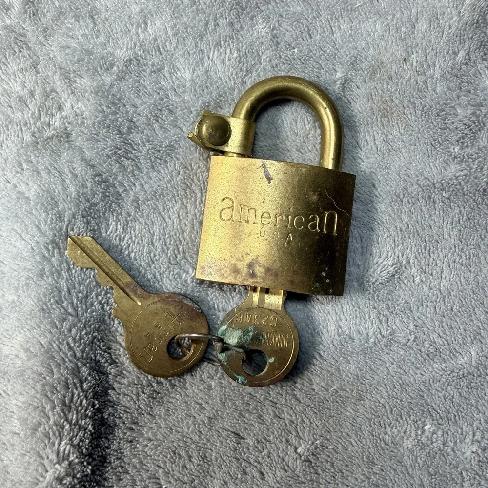 Vintage American Lock CO. Brass US SET Military Padlock Lock With 2 Keys M231C